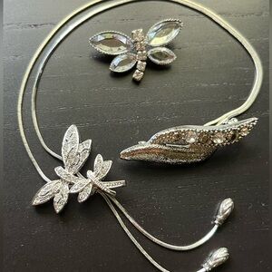 !!Bundle me!! 💖 Elegant Silver Jewelry Set with Crystal Accents